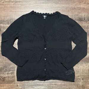 Frye Black Textured Cardigan Sweater